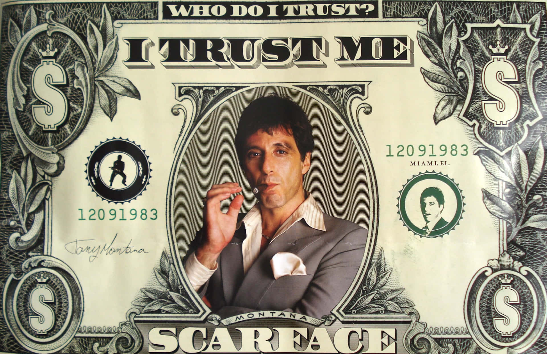 Tony Montana banconota Scarface, 1920x1242 Full HD+, PC
