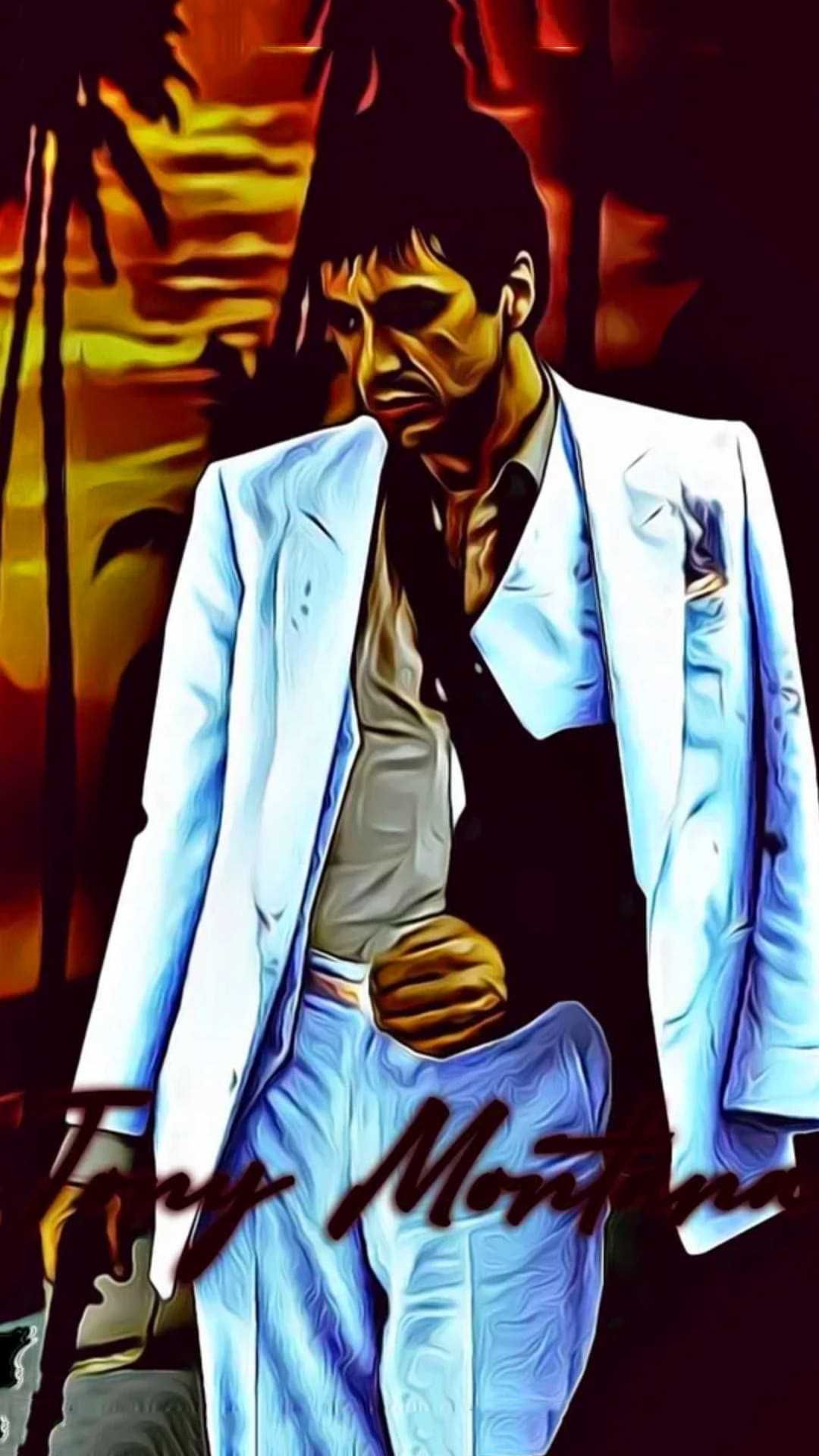 Tony Montana Scarface completo bianco, 1080x1920 Full HD Verticale, Samsung Galaxy