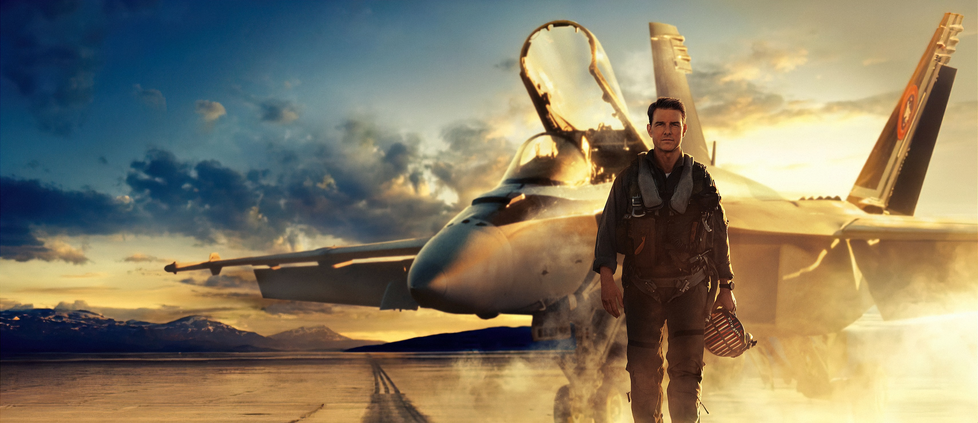 Top Gun Maverick pilota jet, 3418x1479 Panoramico, Dual Screen