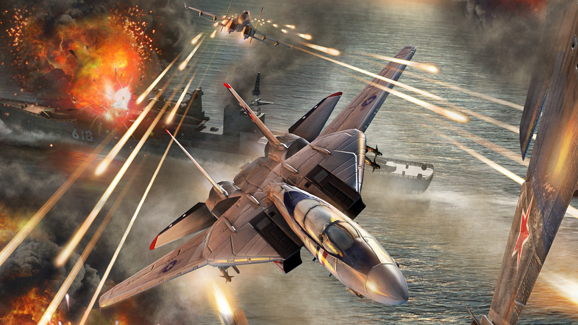 Jet da combattimento in battaglia, 1920x1080 1080p, PC