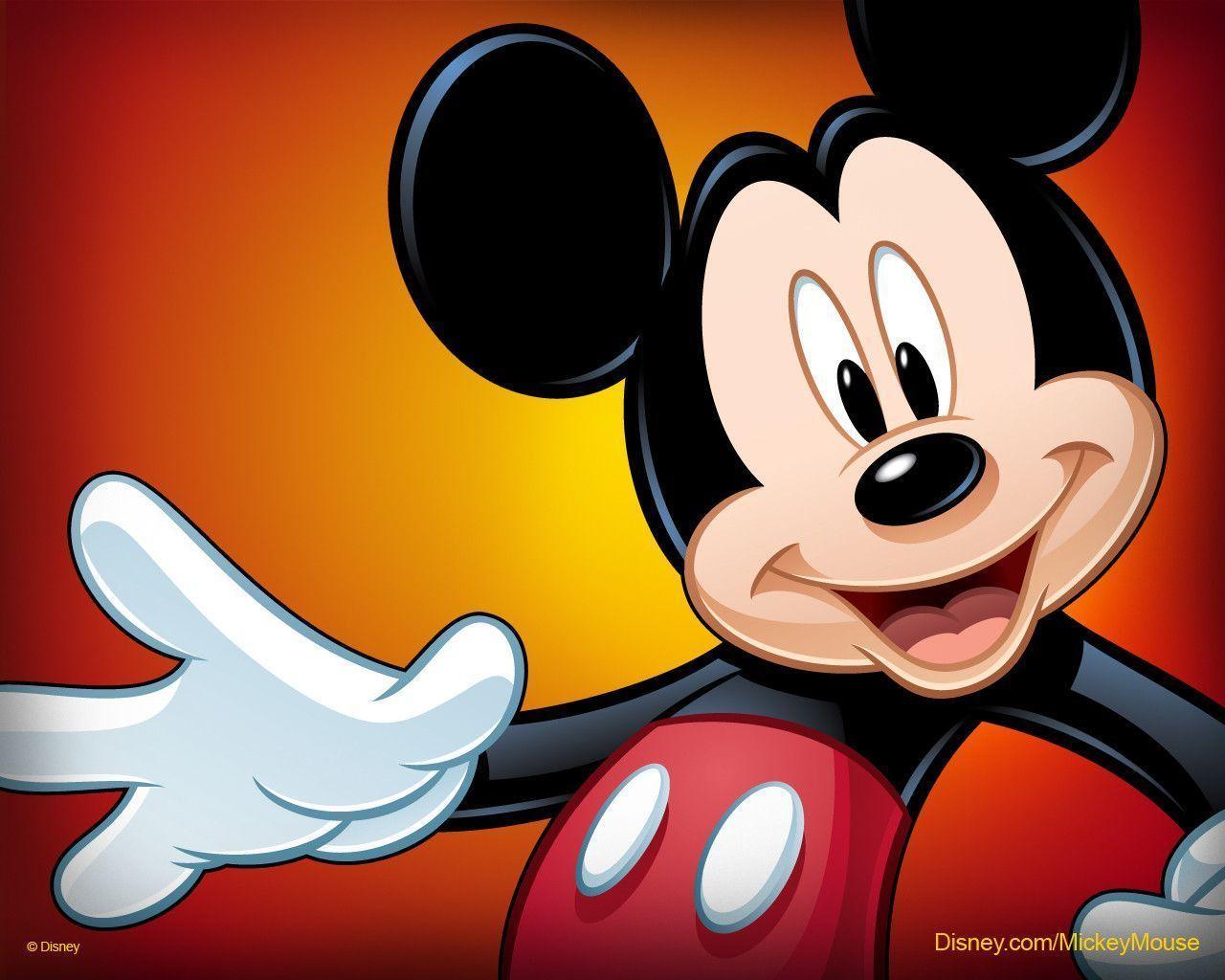 Topolino Disney sfondo arancione, 1280x1024 HD, Desktop