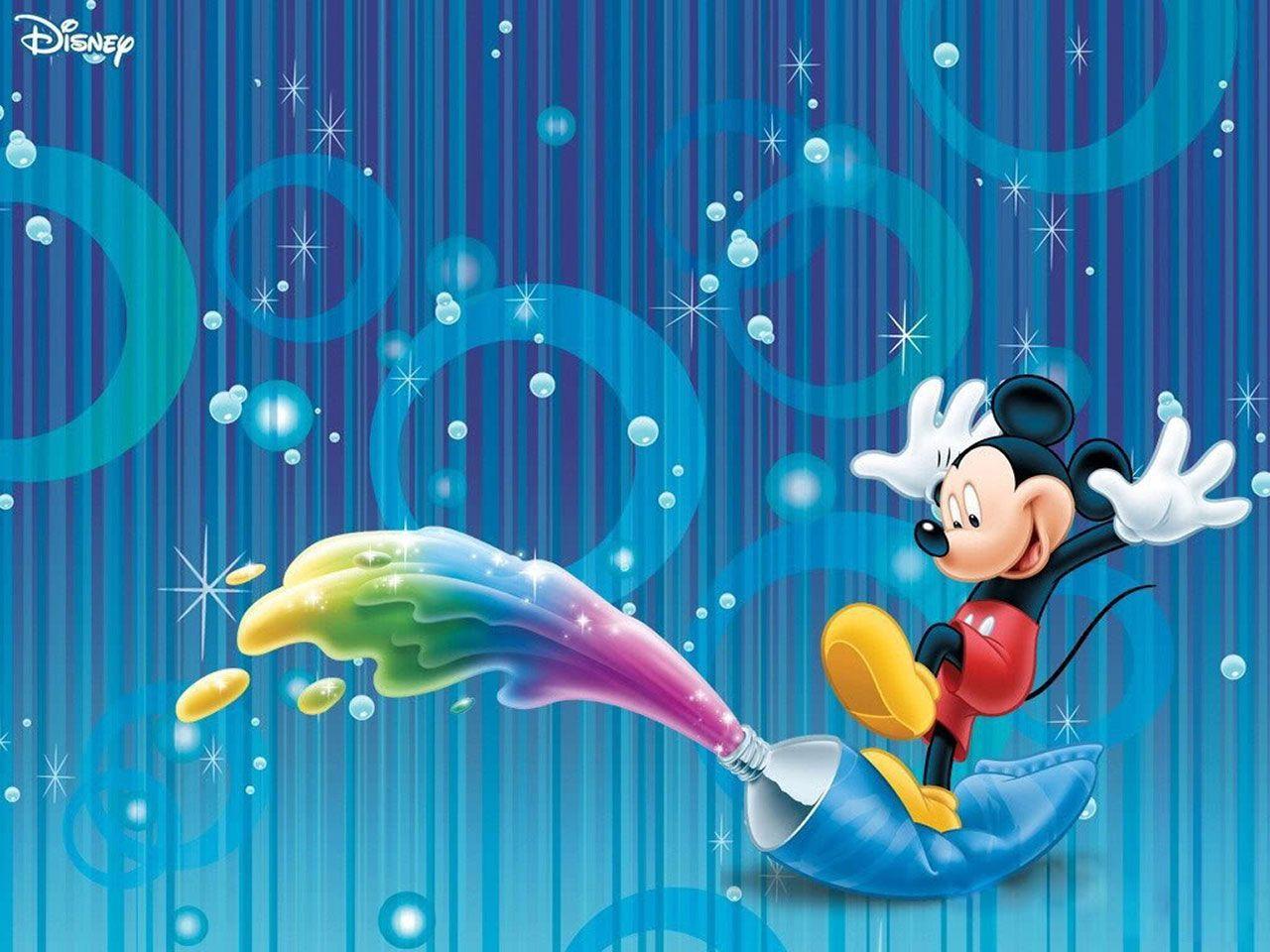 Topolino Disney arcobaleno blu, 1280x960 HD, Desktop