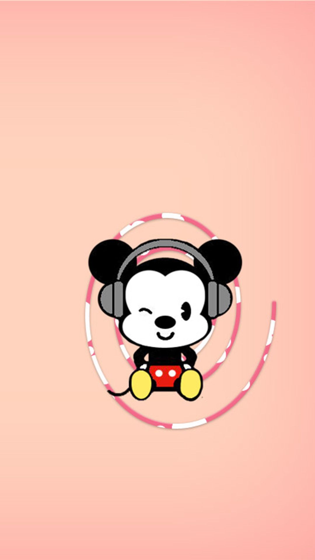 Topolino con cuffie, sfondo rosa, 1080x1920 Verticale, Samsung Galaxy