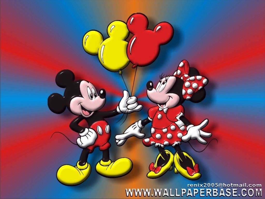 Topolino e Minnie con palloncini, 1024x768 HD, PC Desktop