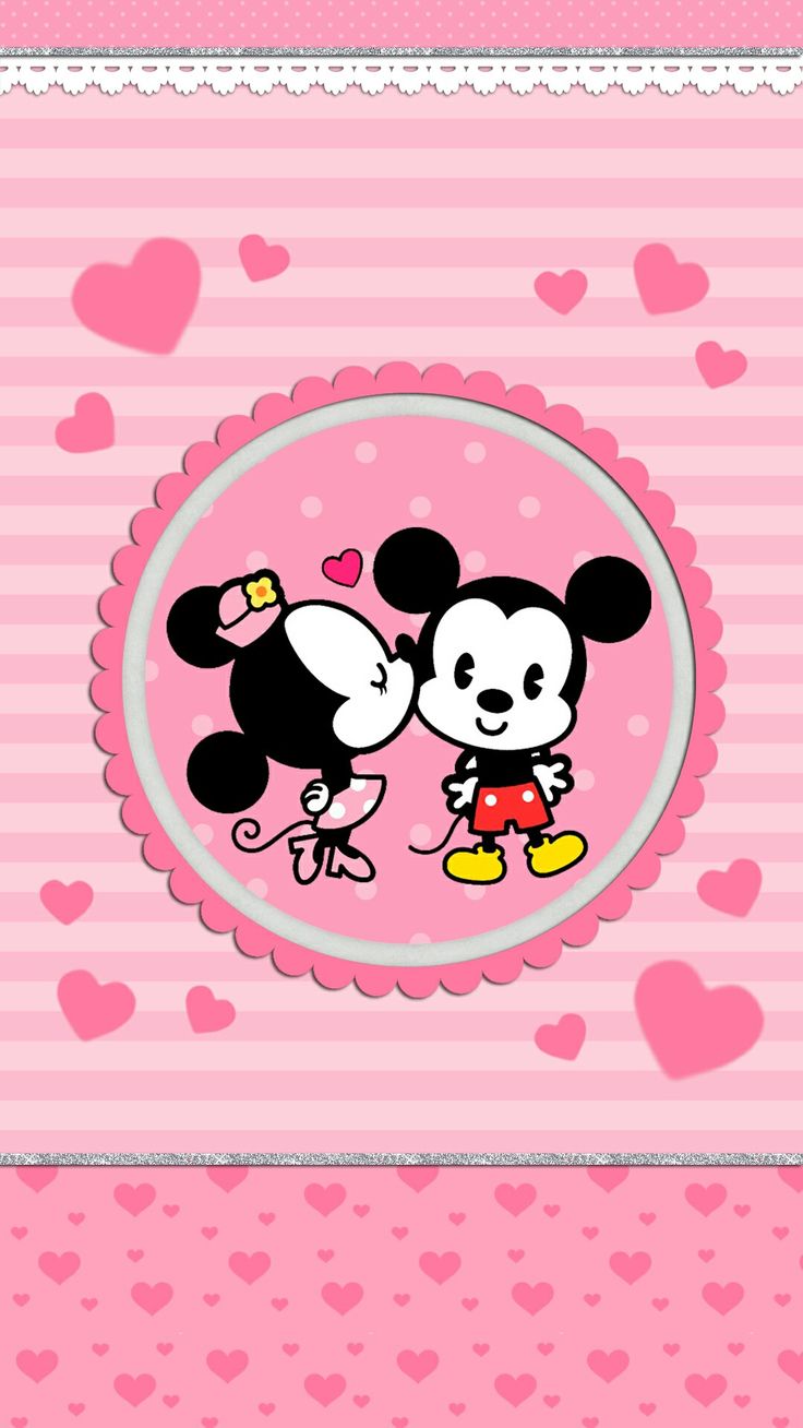 Topolino e Minnie cuori rosa, 736x1308 Full HD Verticale, Samsung Galaxy