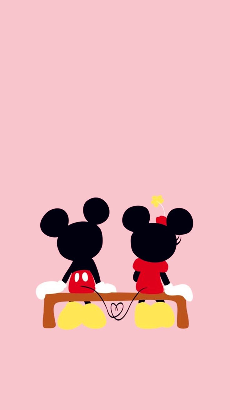 Topolino e Minnie seduti panchina, Disney, 736x1308 Verticale, Mobile