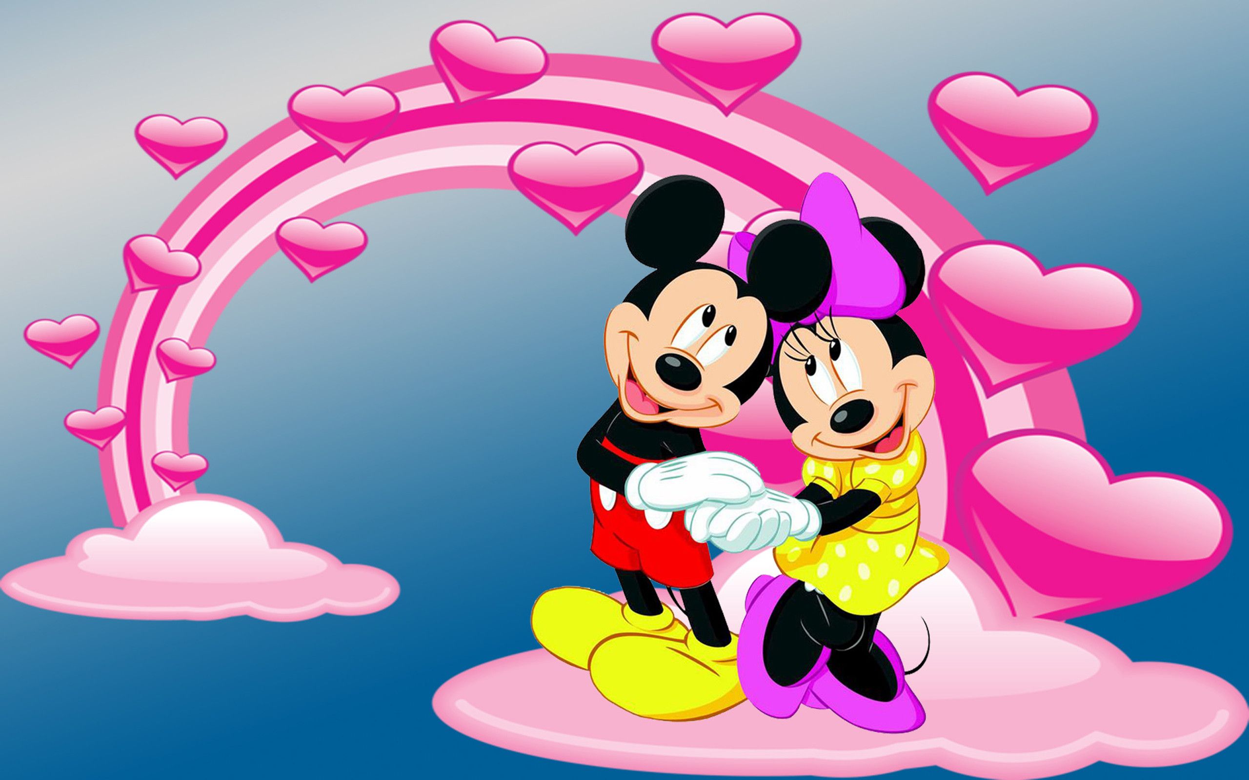 Topolino e Minnie cuori rosa, 2560x1600 2K+, Desktop