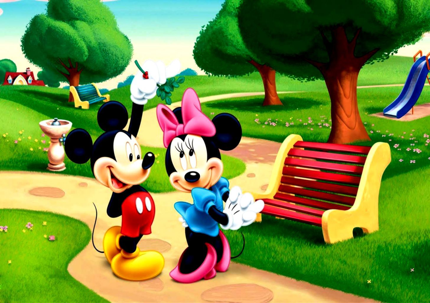 Topolino e Minnie nel parco, 1456x1026 HD, Desktop