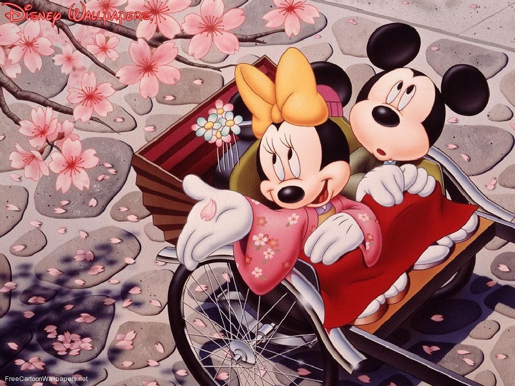 Topolino e Minnie in risciò, 1024x768 HD, PC