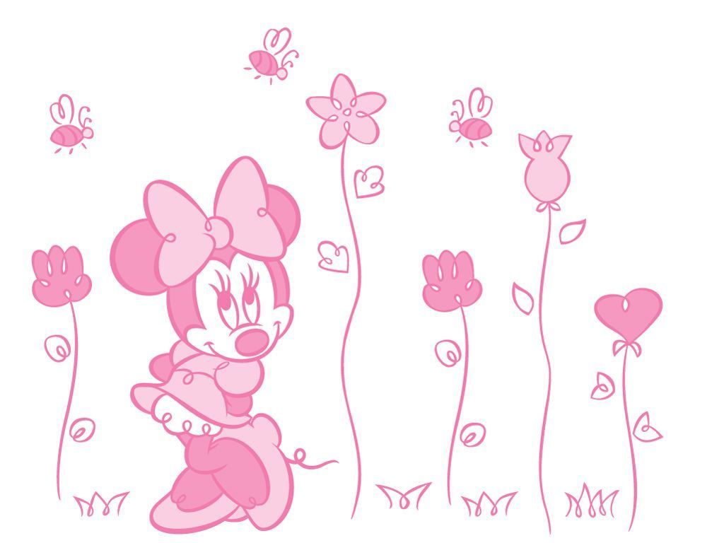 Minnie Mouse rosa con fiori, 1024x768 HD, Laptop
