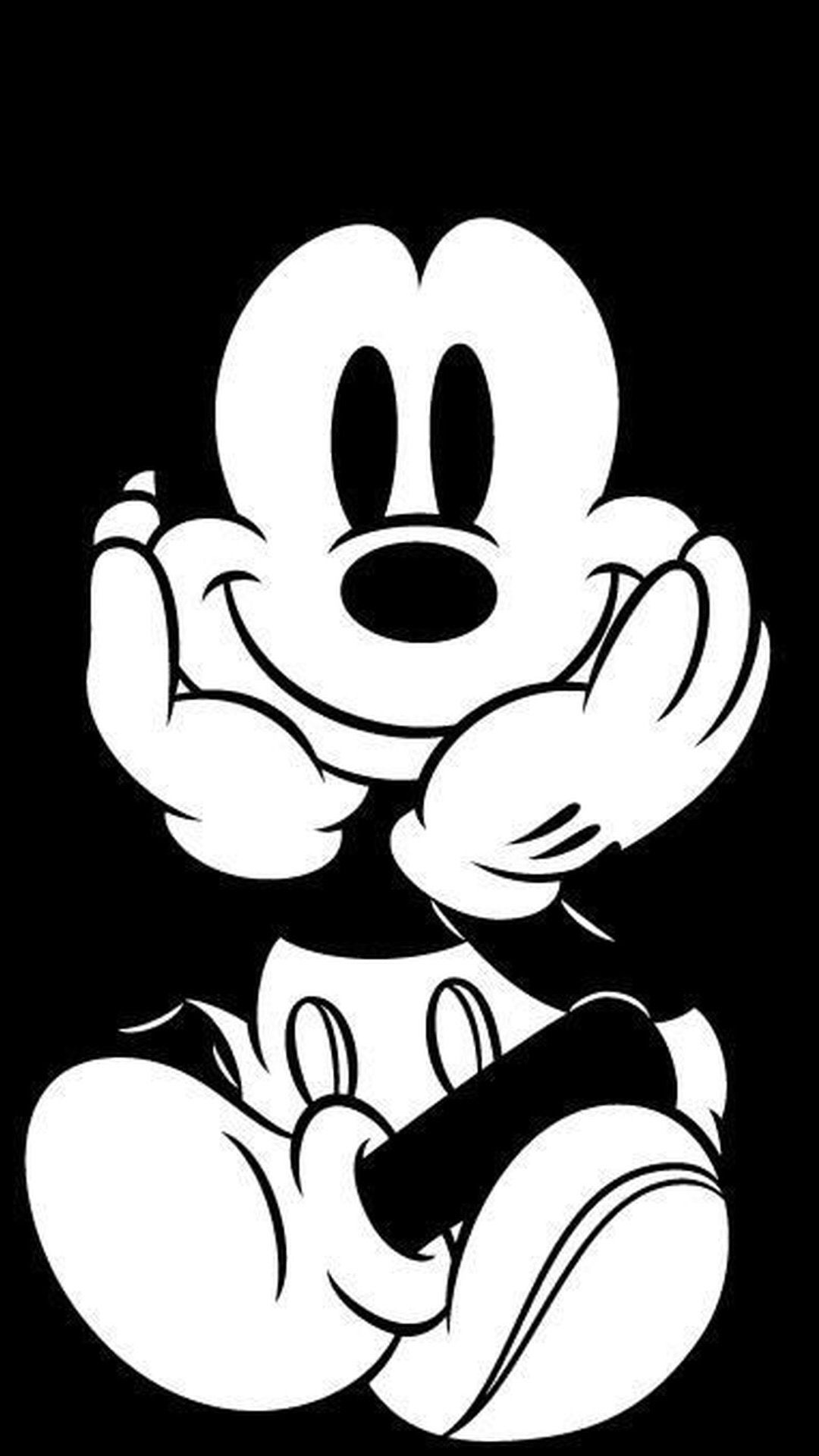 Topolino bianco e nero seduto, Mickey Mouse, 1080x1920 Full HD Verticale, Smartphone
