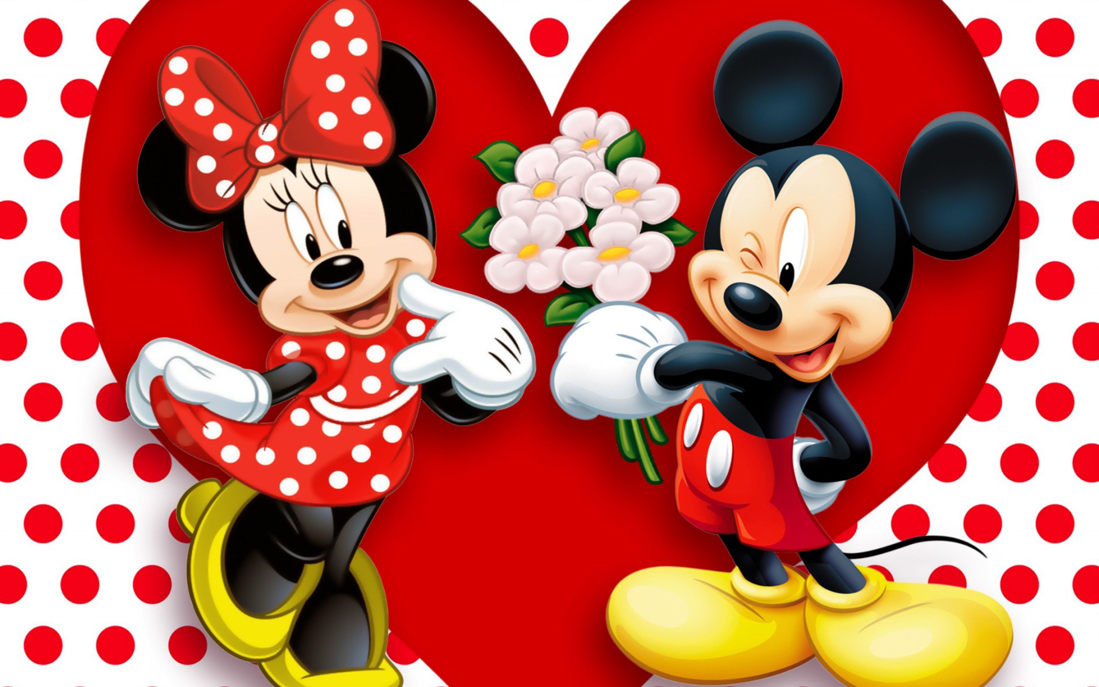 Minnie e Topolino con fiori, 3840x2400 4K Ultra HD, Monitor 4K