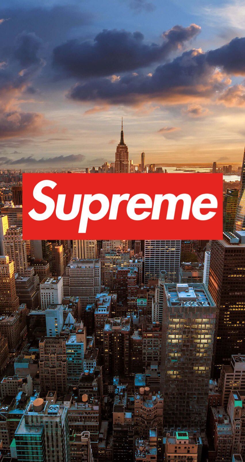 Logo Supreme skyline New York, 852x1608 Verticale, iPhone Plus