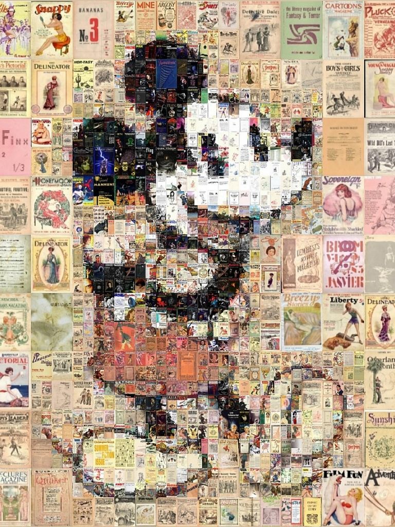Topolino mosaico vintage collage, 768x1024 Full HD Verticale, Smartphone