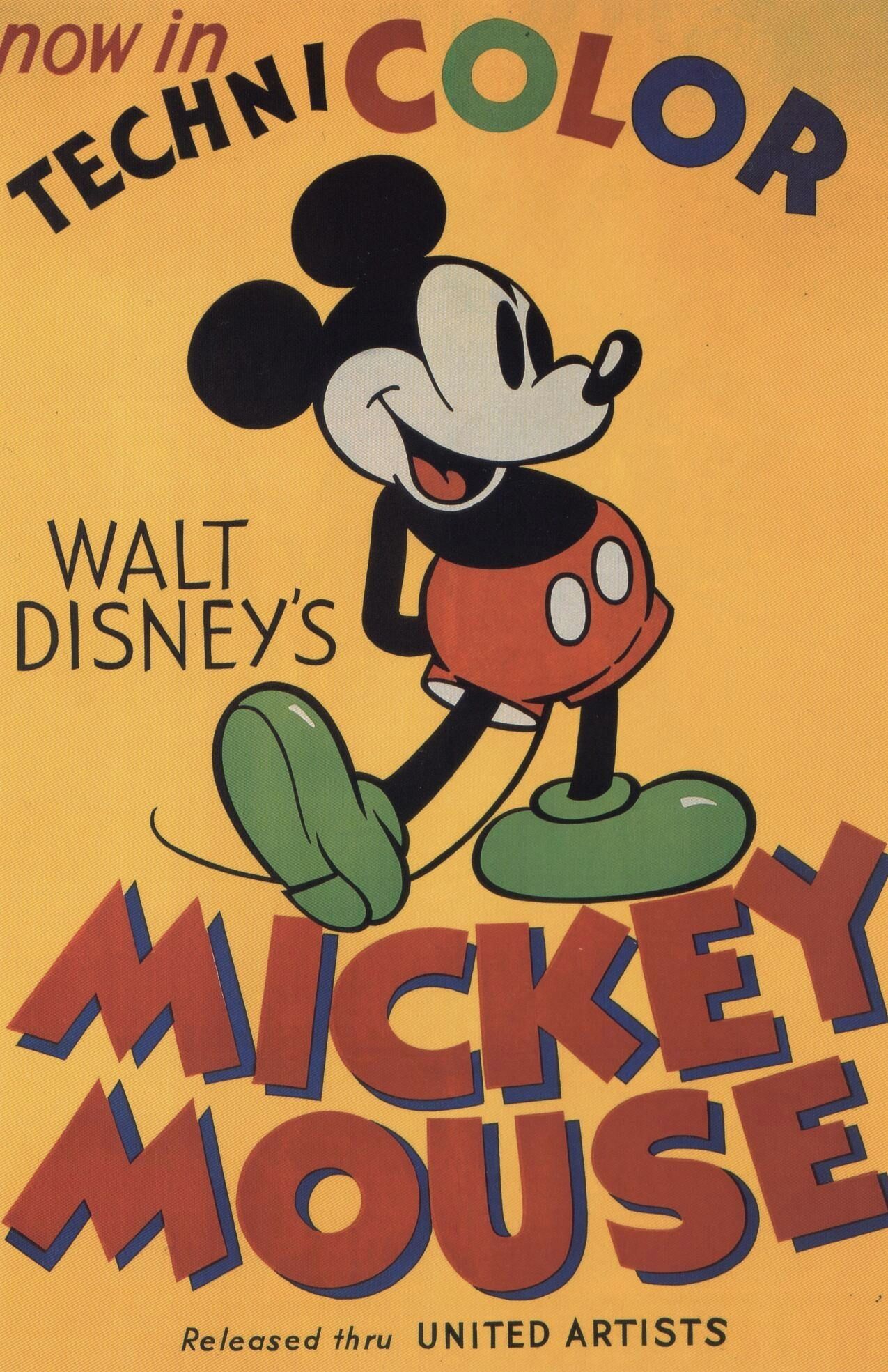 Poster vintage Topolino Disney, classici d'animazione, 1275x1969 Verticale, Telefono