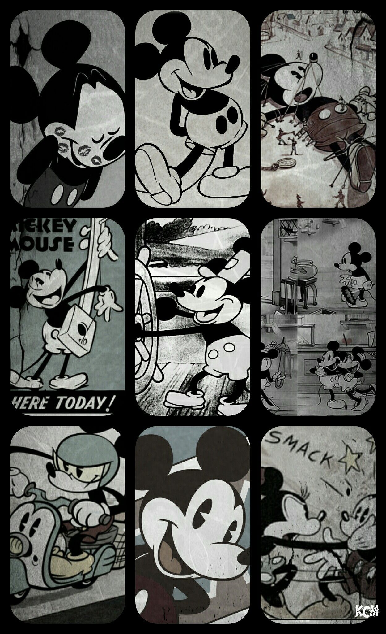 Collage Topolino vintage seppia, 1249x2048 Verticale, Mobile