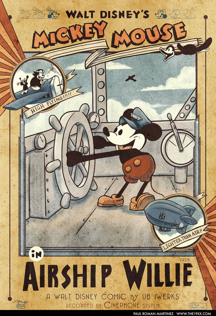 Topolino vintage poster Airship, 739x1080 Verticale, Telefono