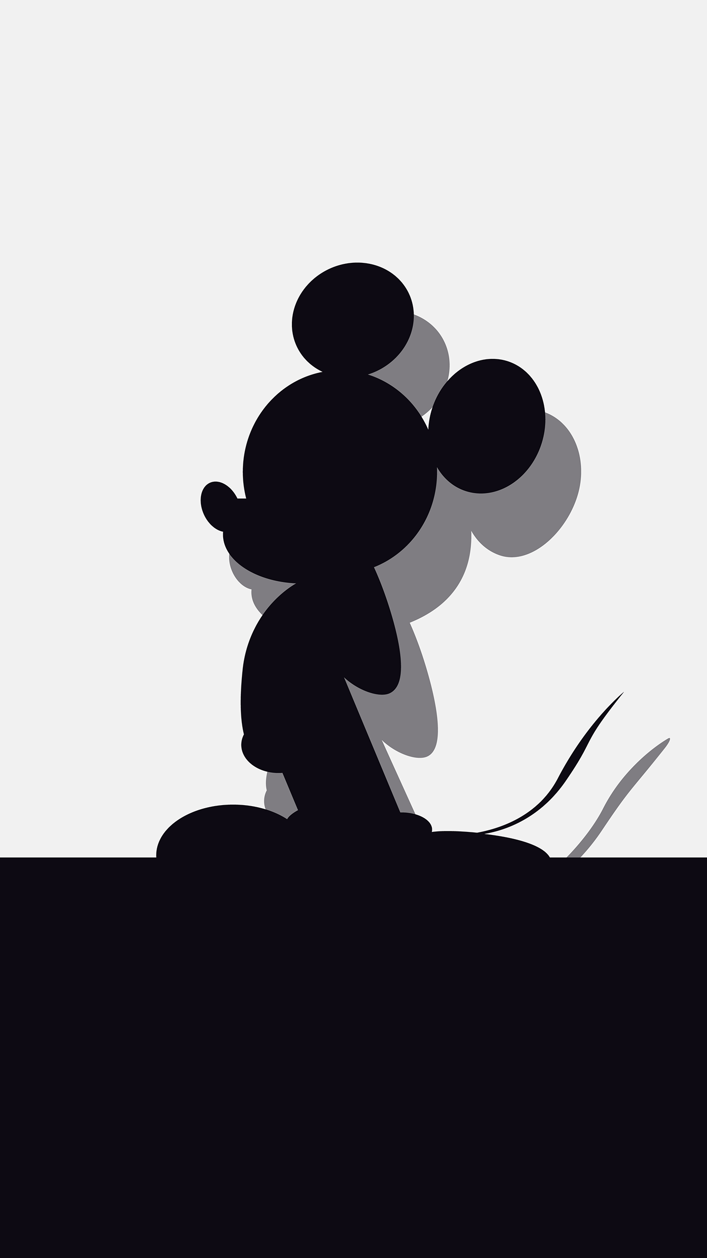 Silhouette Topolino minimalista, Mickey Mouse, 1400x2489 Full HD Verticale, Smartphone