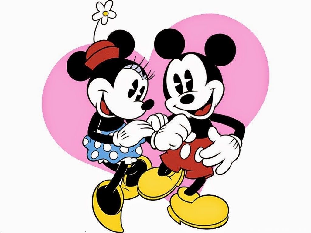 Topolino e Minnie con cuore rosa, 1024x768 HD, PC Desktop