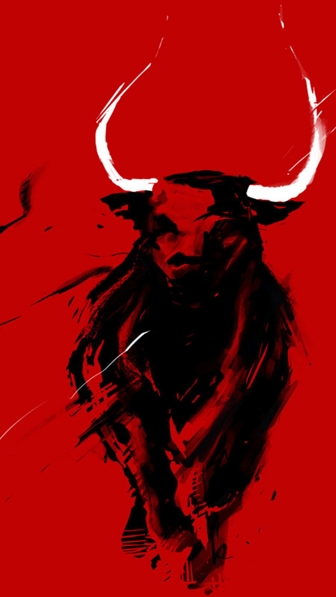 Toro nero su sfondo rosso, 1080x1920 Full HD Verticale, iPhone