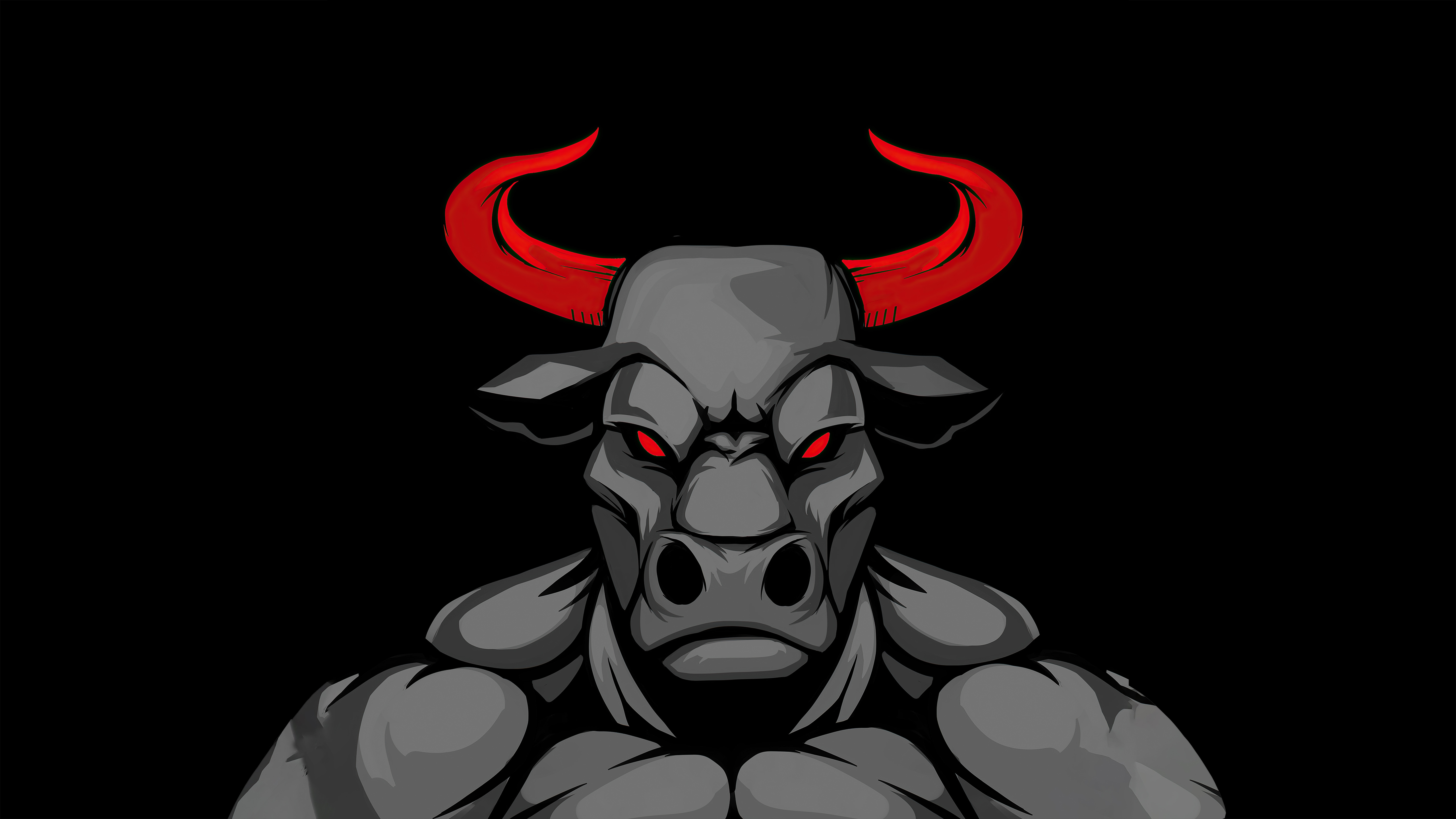 Toro muscoloso con corna rosse, 5120x2880 4K Ultra HD, Monitor 4K