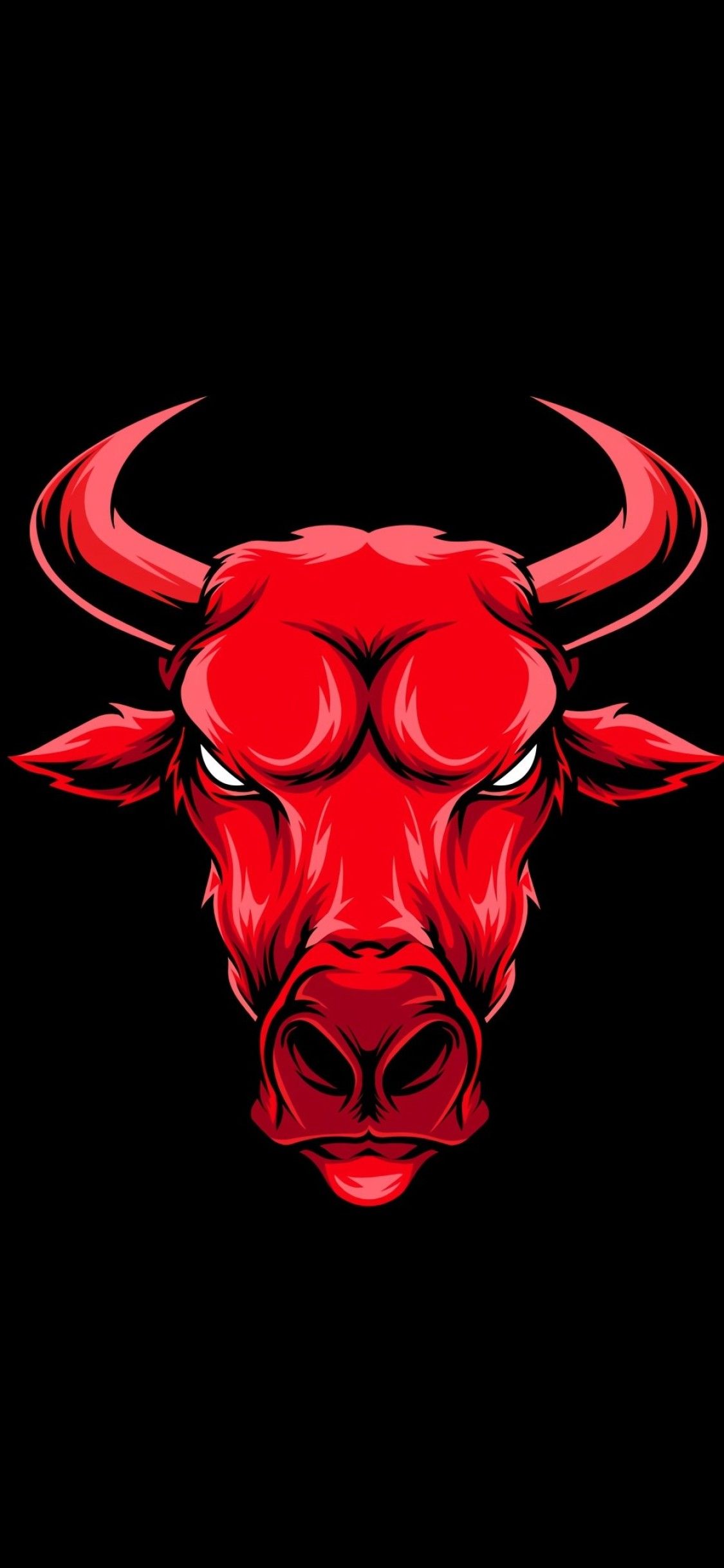Toro rosso arrabbiato sfondo nero, 1125x2436 Verticale, Mobile