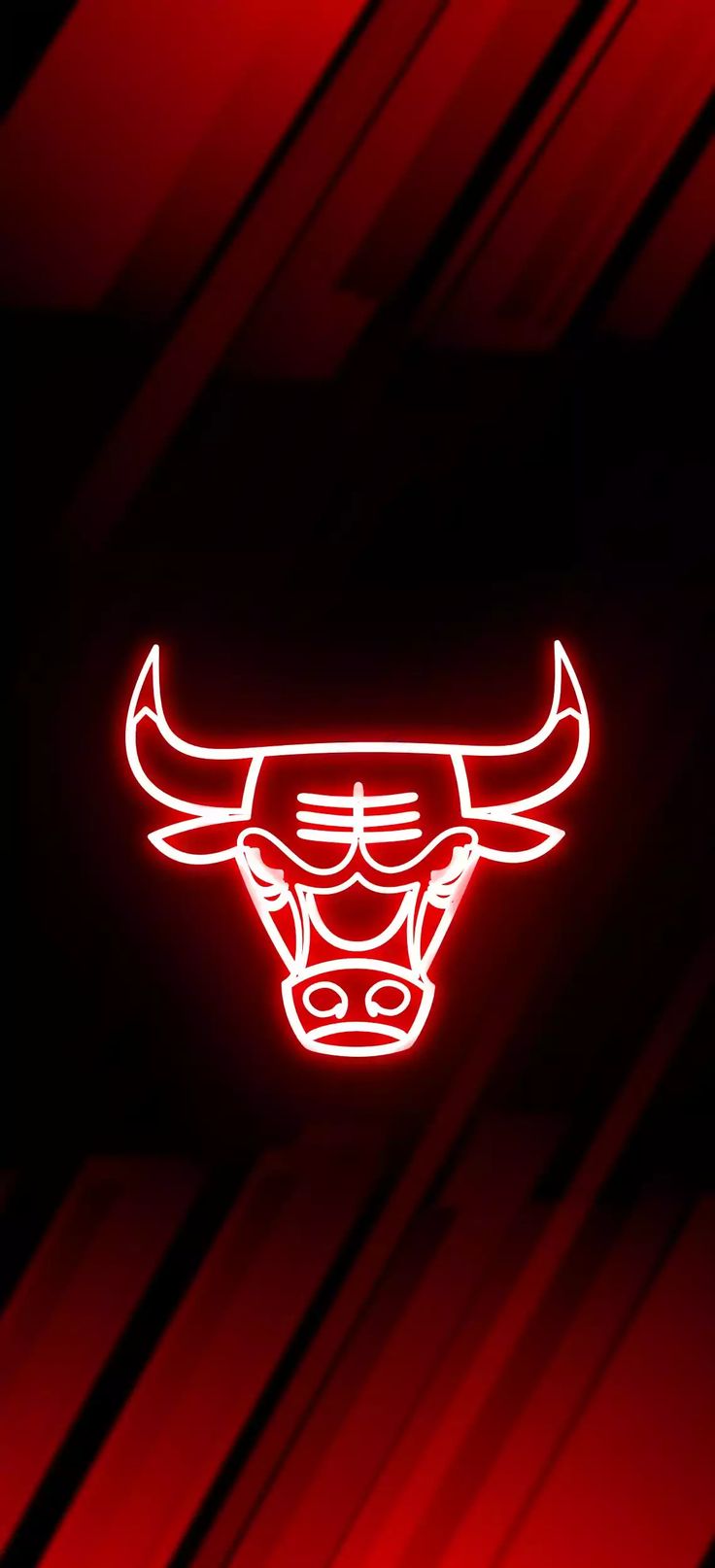 Logo Chicago Bulls neon rosso, 736x1614 Verticale, Mobile