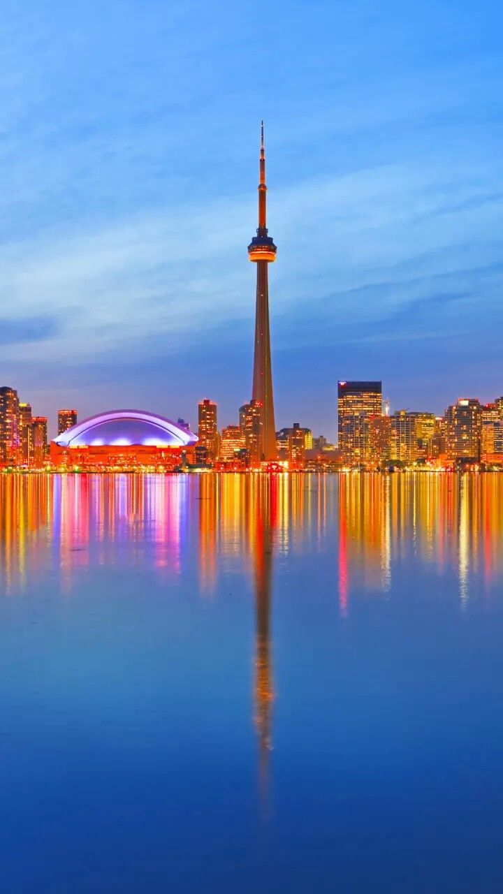 CN Tower Toronto skyline notturno, 720x1280 Full HD Verticale, Smartphone
