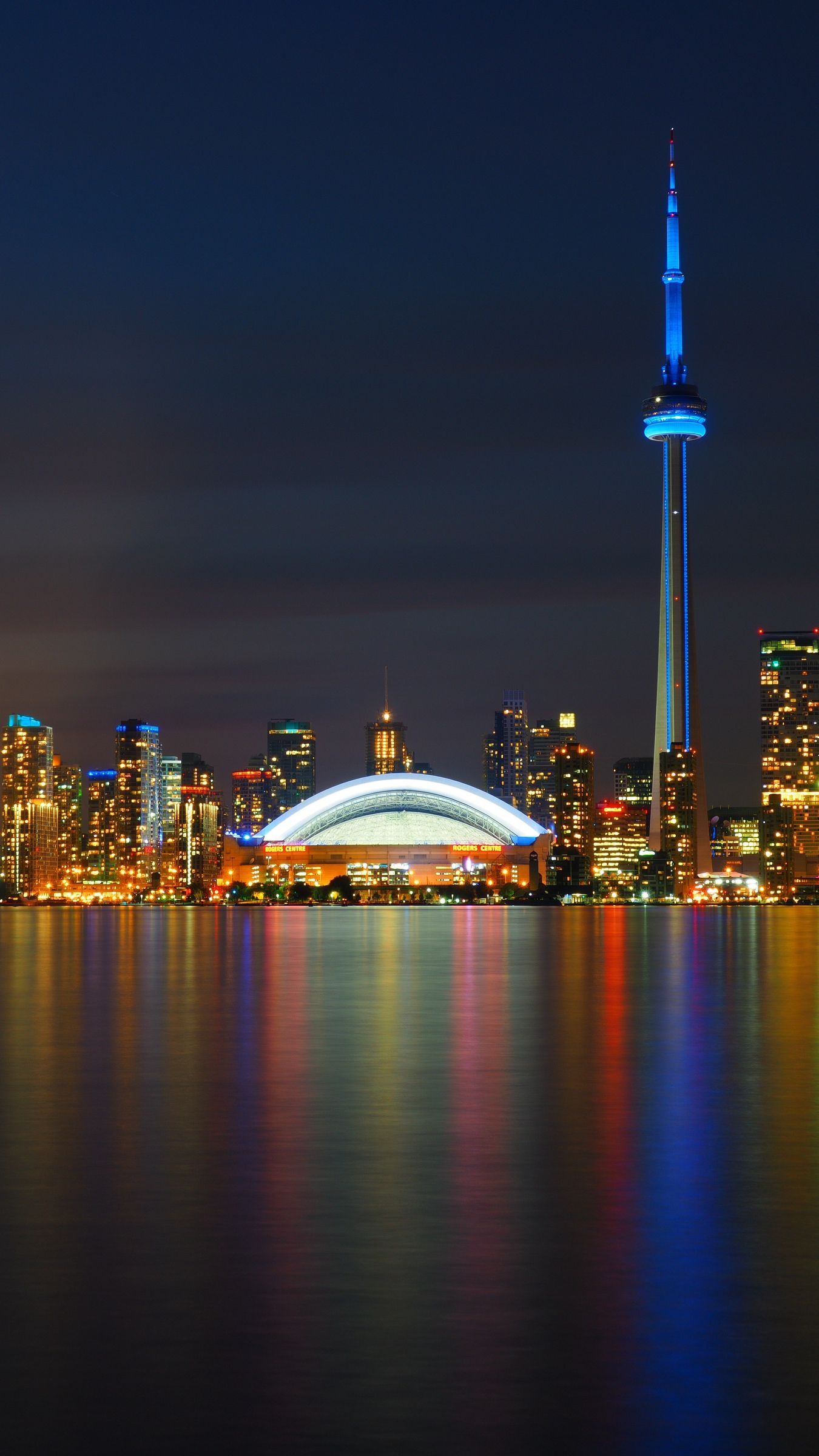 Toronto skyline notturno, CN Tower, 1350x2400 Verticale, Mobile