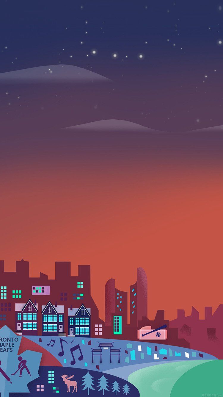 Skyline Toronto illustrazione notturna, 750x1334 Verticale, Telefono