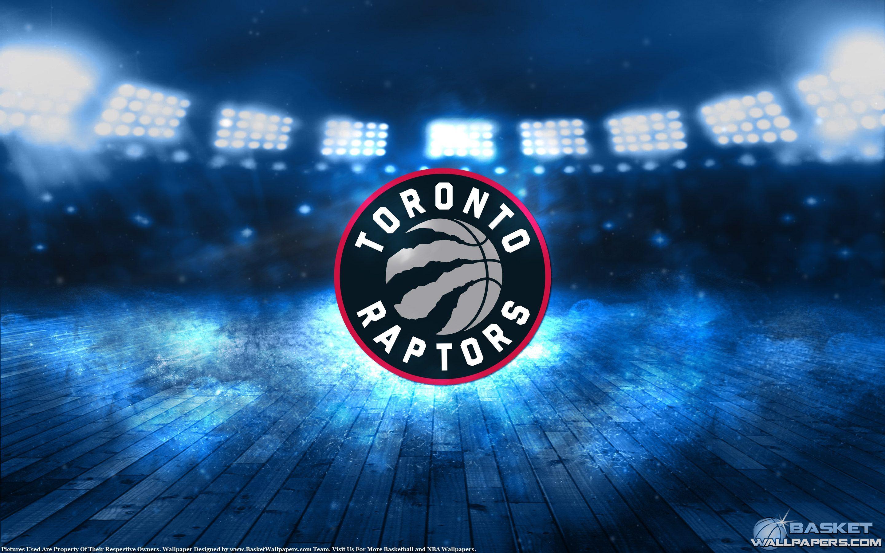 Logo Toronto Raptors su parquet, basket, 2880x1800 2K, Laptop