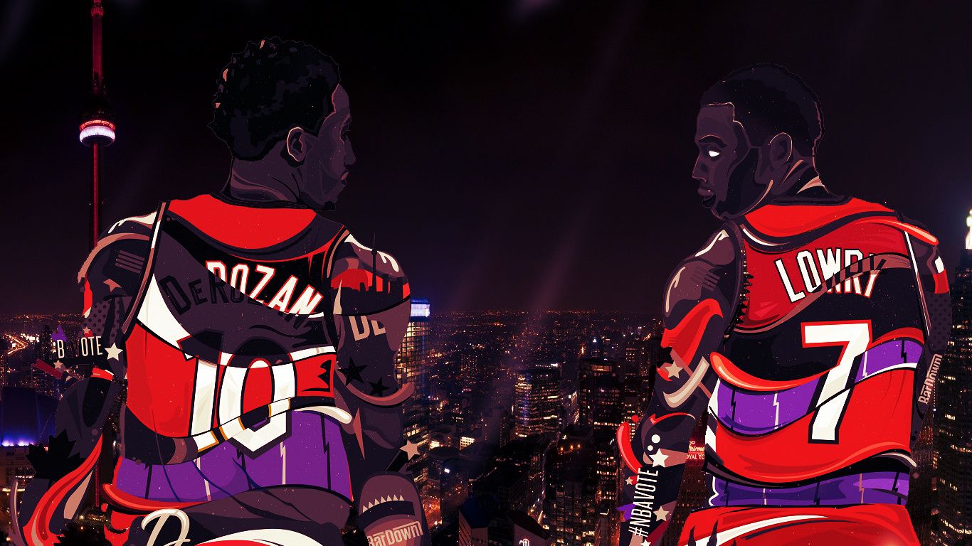 Toronto Raptors giocatori stile cartoon, 1366x768 HD, Desktop