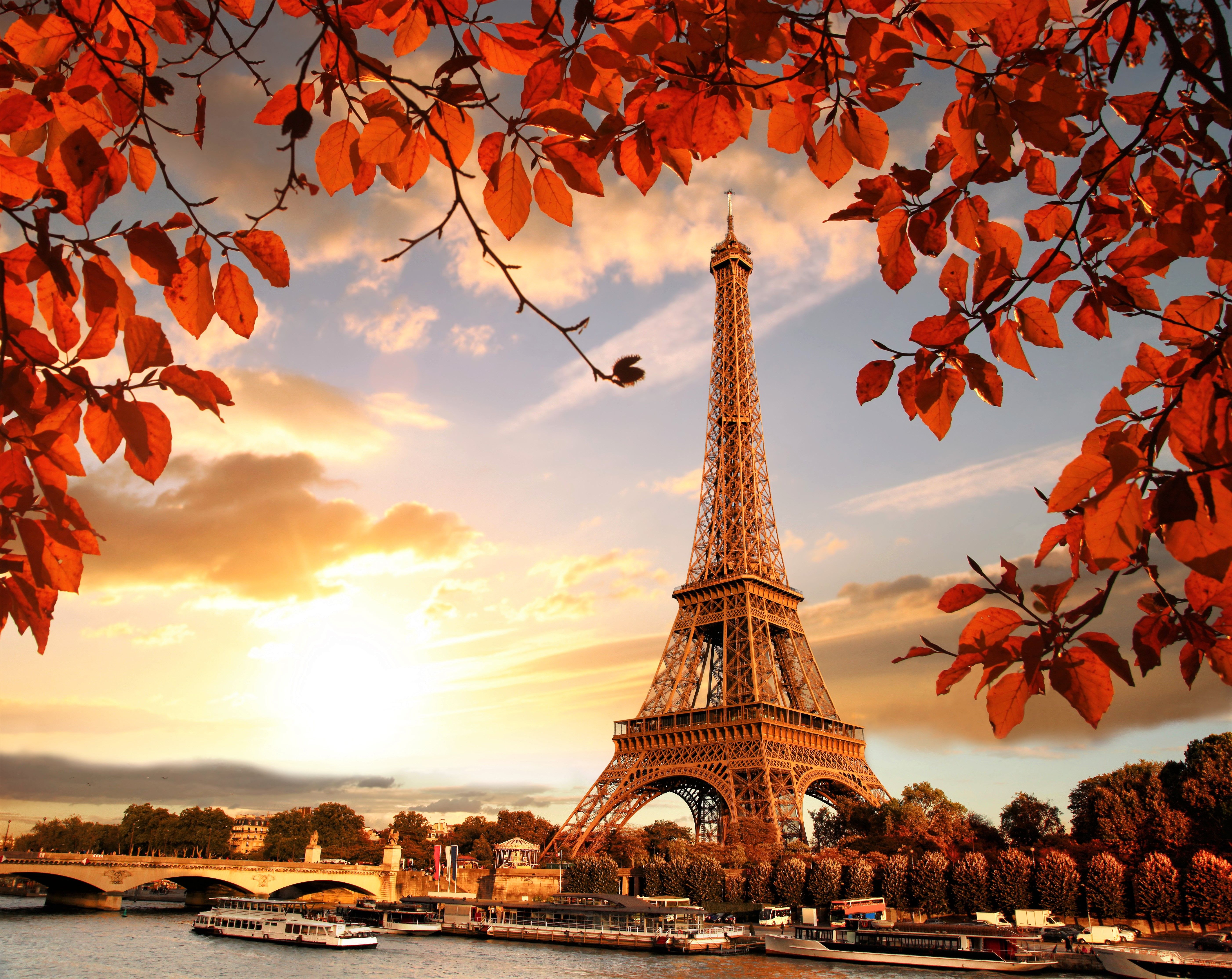 Torre Eiffel autunno tramonto, Parigi, 5608x4458 4K, Desktop 4K
