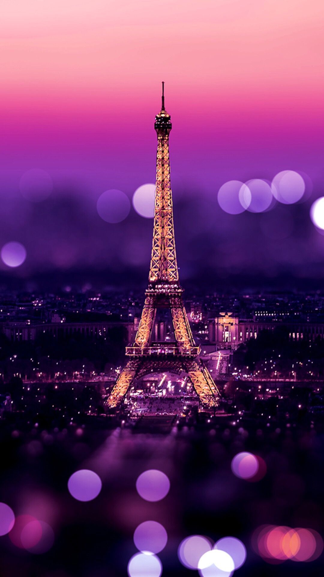 Torre Eiffel al tramonto viola, Parigi, 1080x1920 Verticale, Telefono