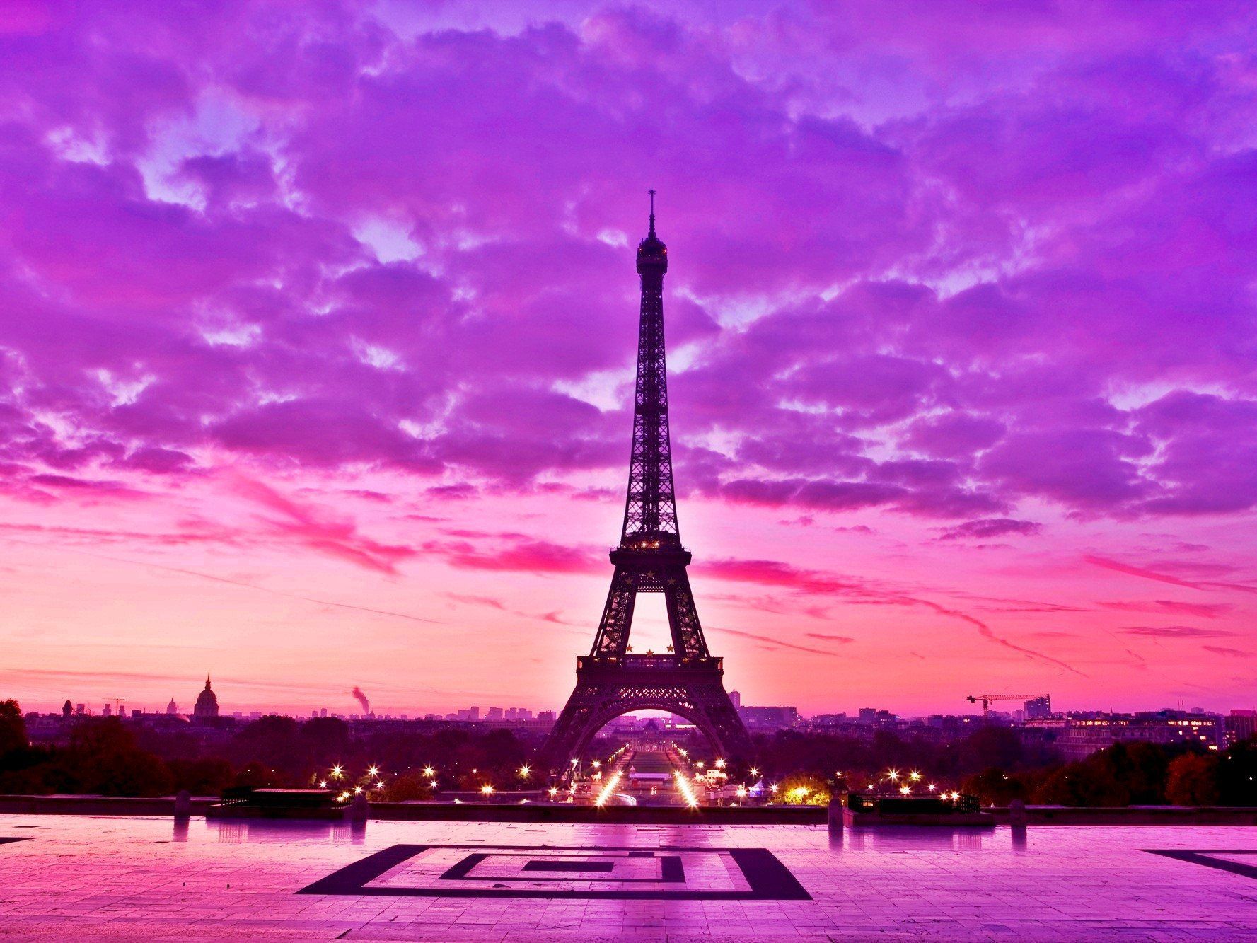 Torre Eiffel tramonto viola rosa, monumento, 1777x1333 HD, Laptop