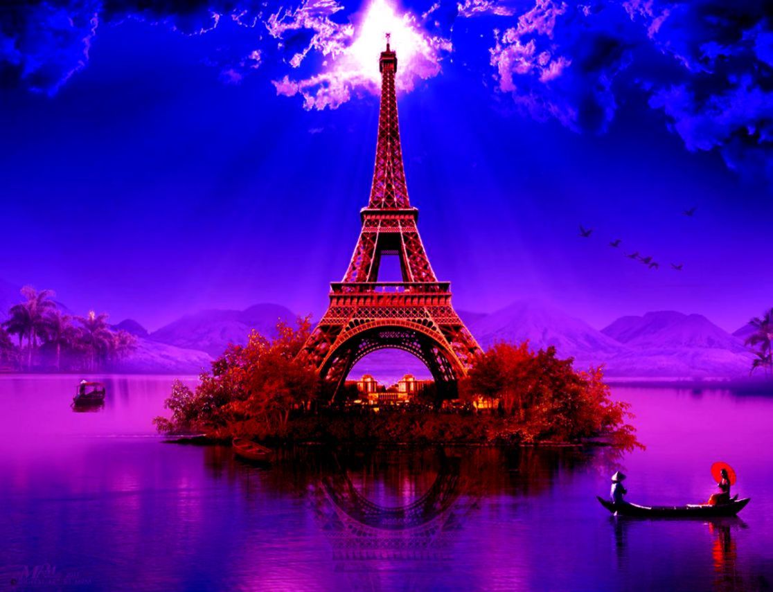 Torre Eiffel su isola viola, 1116x855 HD, Laptop