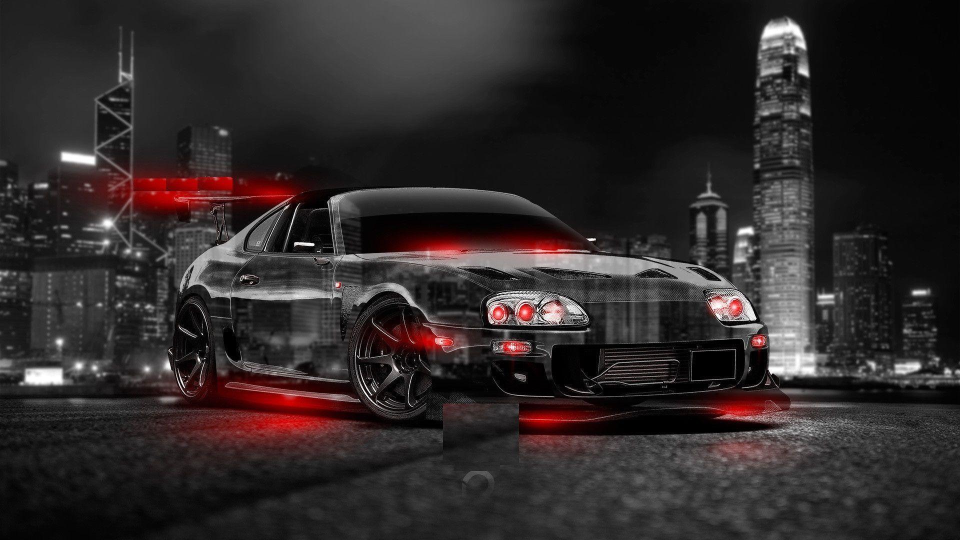 Toyota Supra nera, sportiva giapponese, 1920x1080 Full HD 1080p, Desktop