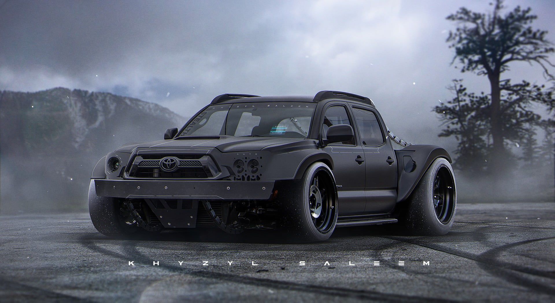 Toyota Corolla nera tuning, 1332x850 HD, Desktop