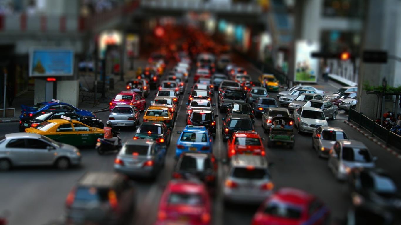 Traffico intenso città congestionata, 1366x768 720p, PC