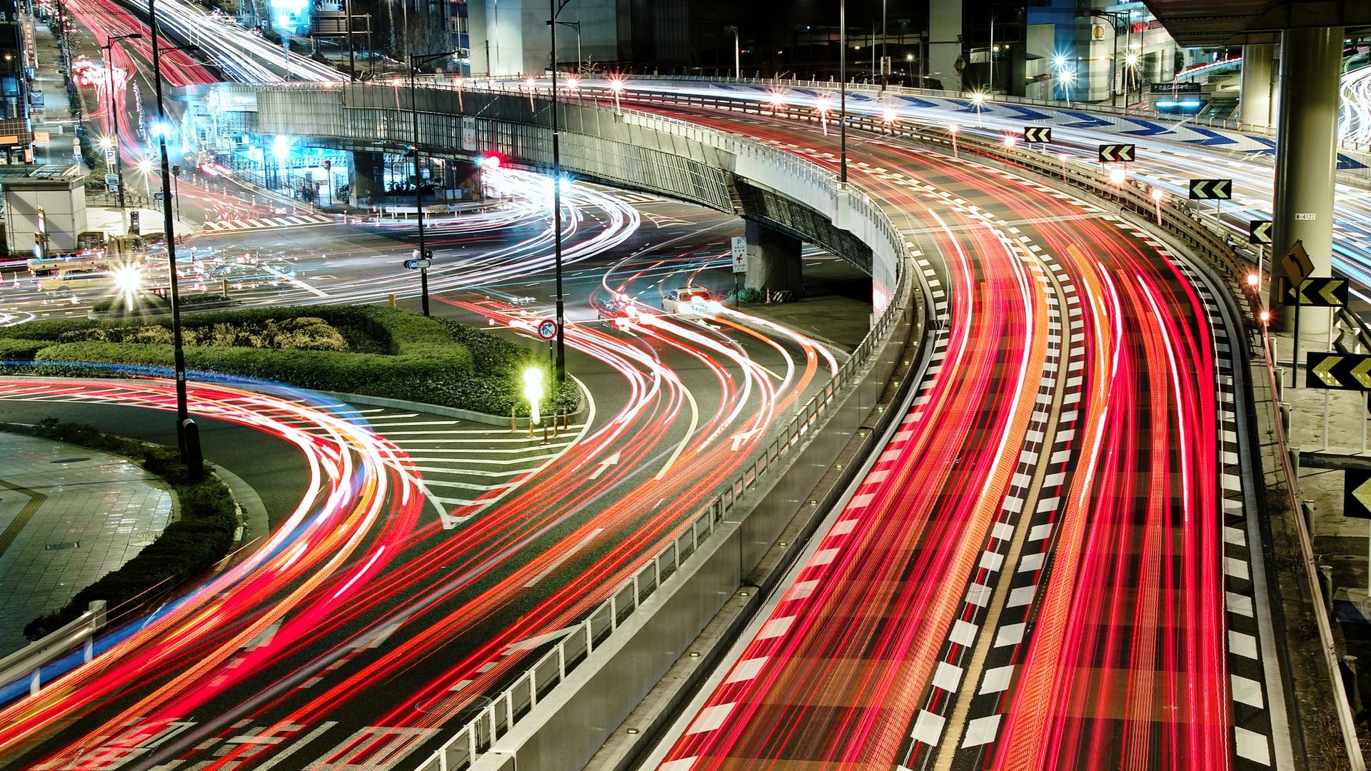 Traffico notturno scie luminose, 1920x1080 1080p, PC