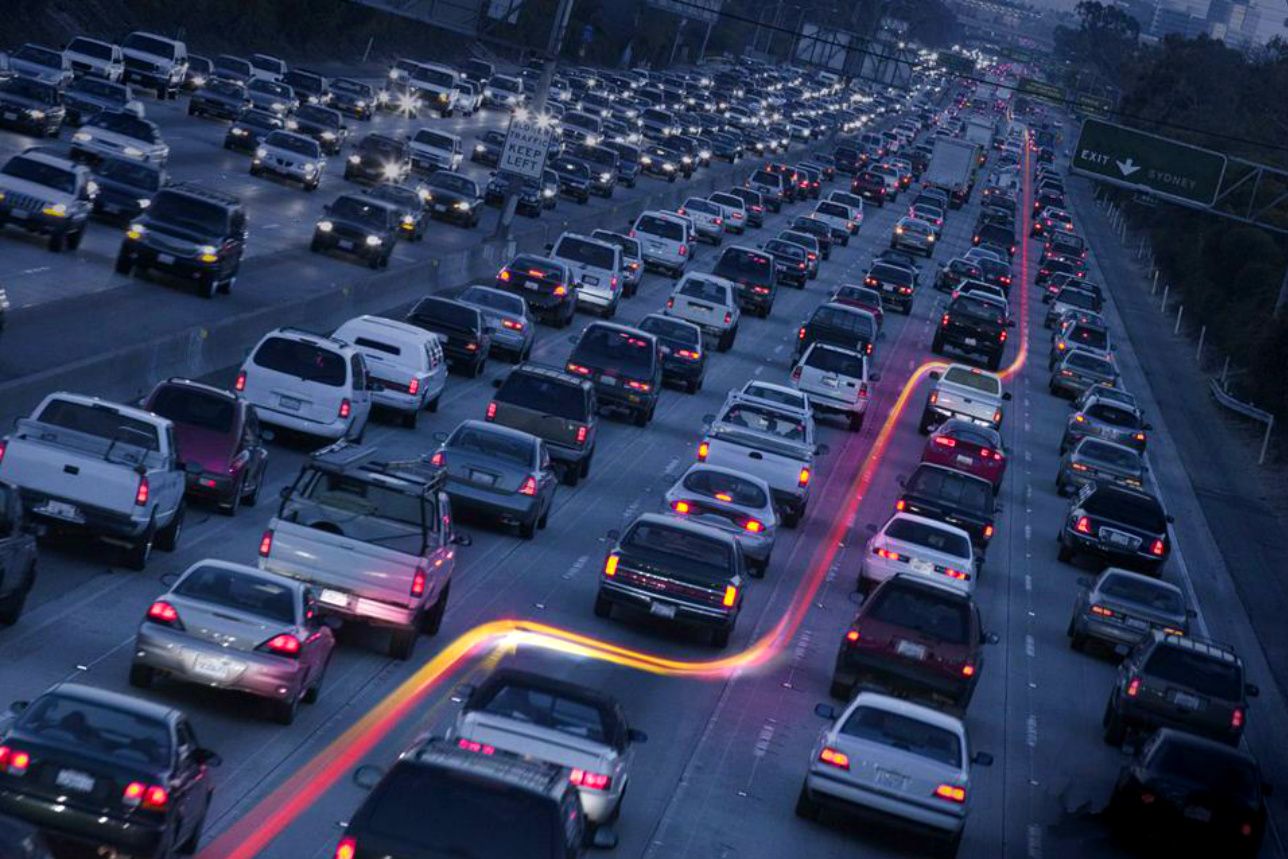 Traffico autostradale al tramonto, 1288x859 720p, Laptop