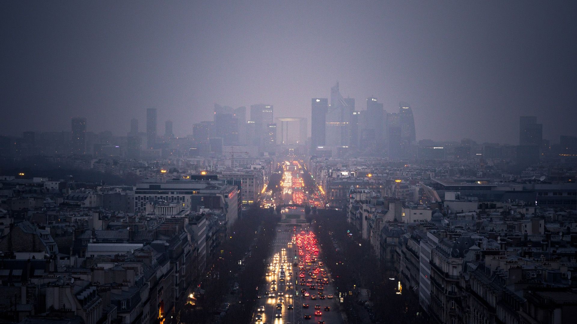 Traffico serale strada Parigi, 1920x1080 Full HD, Laptop