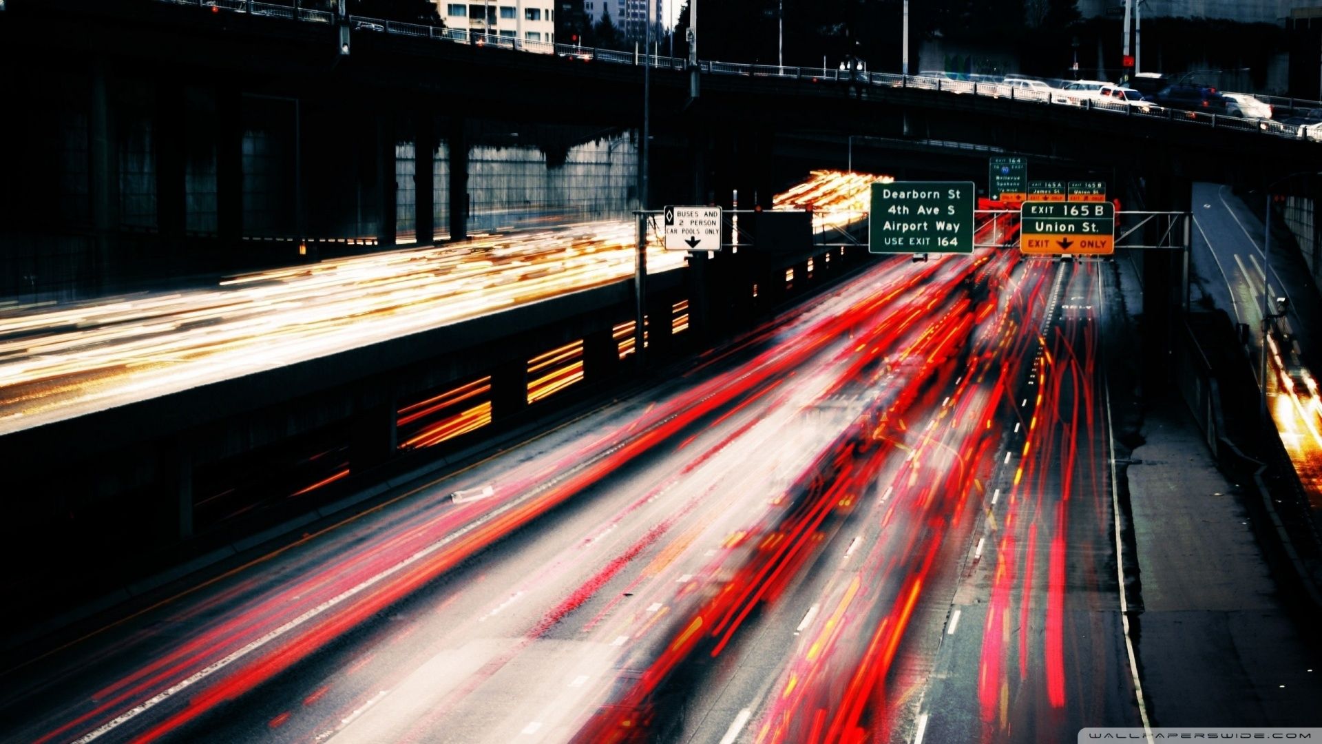 Autostrada traffico notturno luci, 1920x1080 Full HD 1080p, Desktop