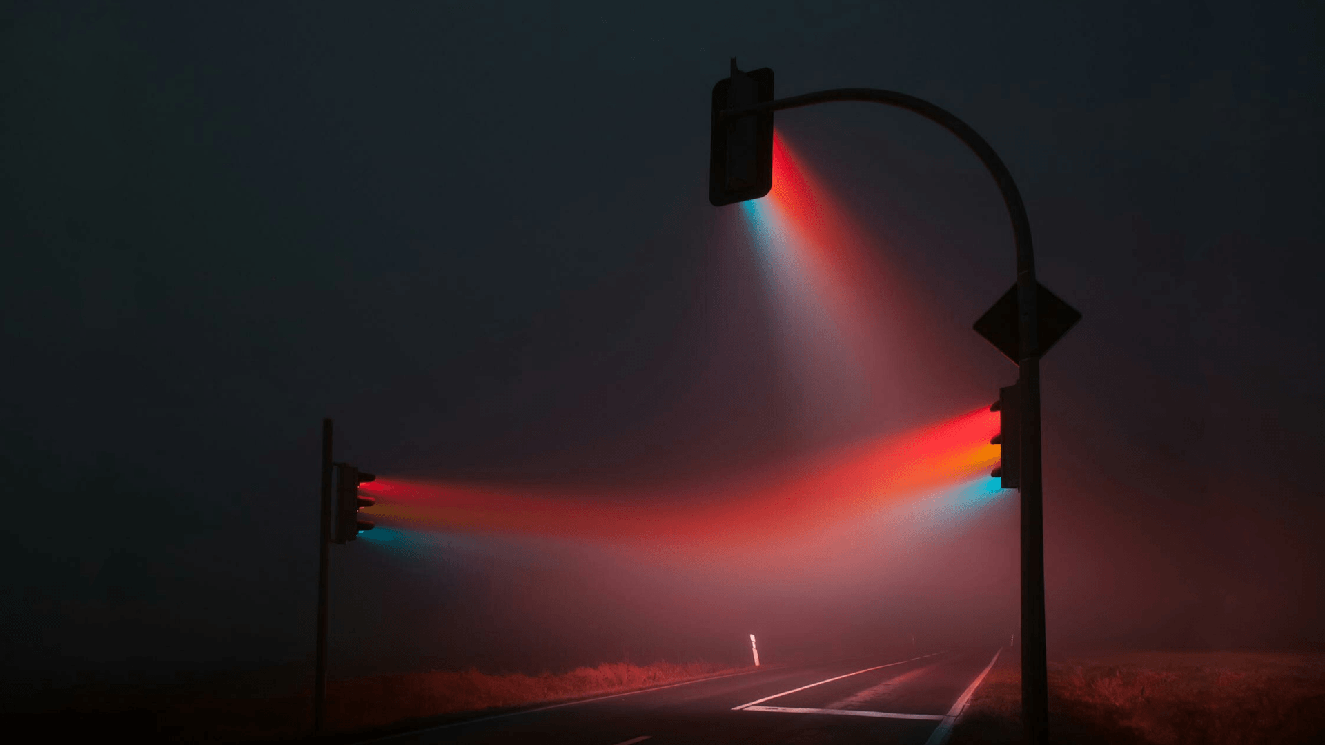 Semafori nella nebbia notturna, 1920x1080 Full HD 1080p, PC Desktop