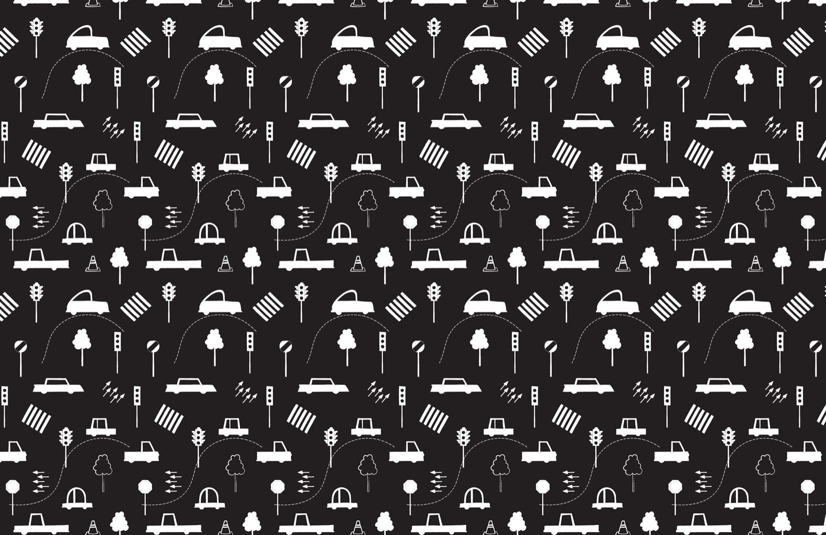 Pattern auto e alberi bianco-nero, 1650x1070 900p, Desktop