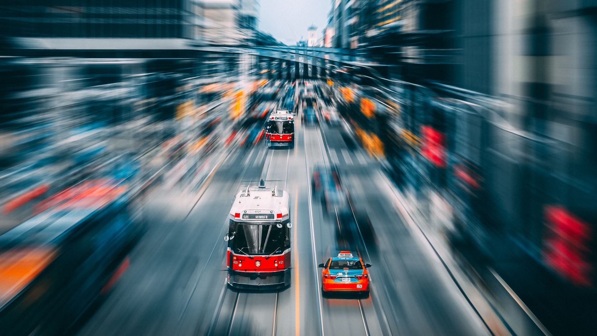 tram e auto in città, 1920x1080 Full HD 1080p, PC