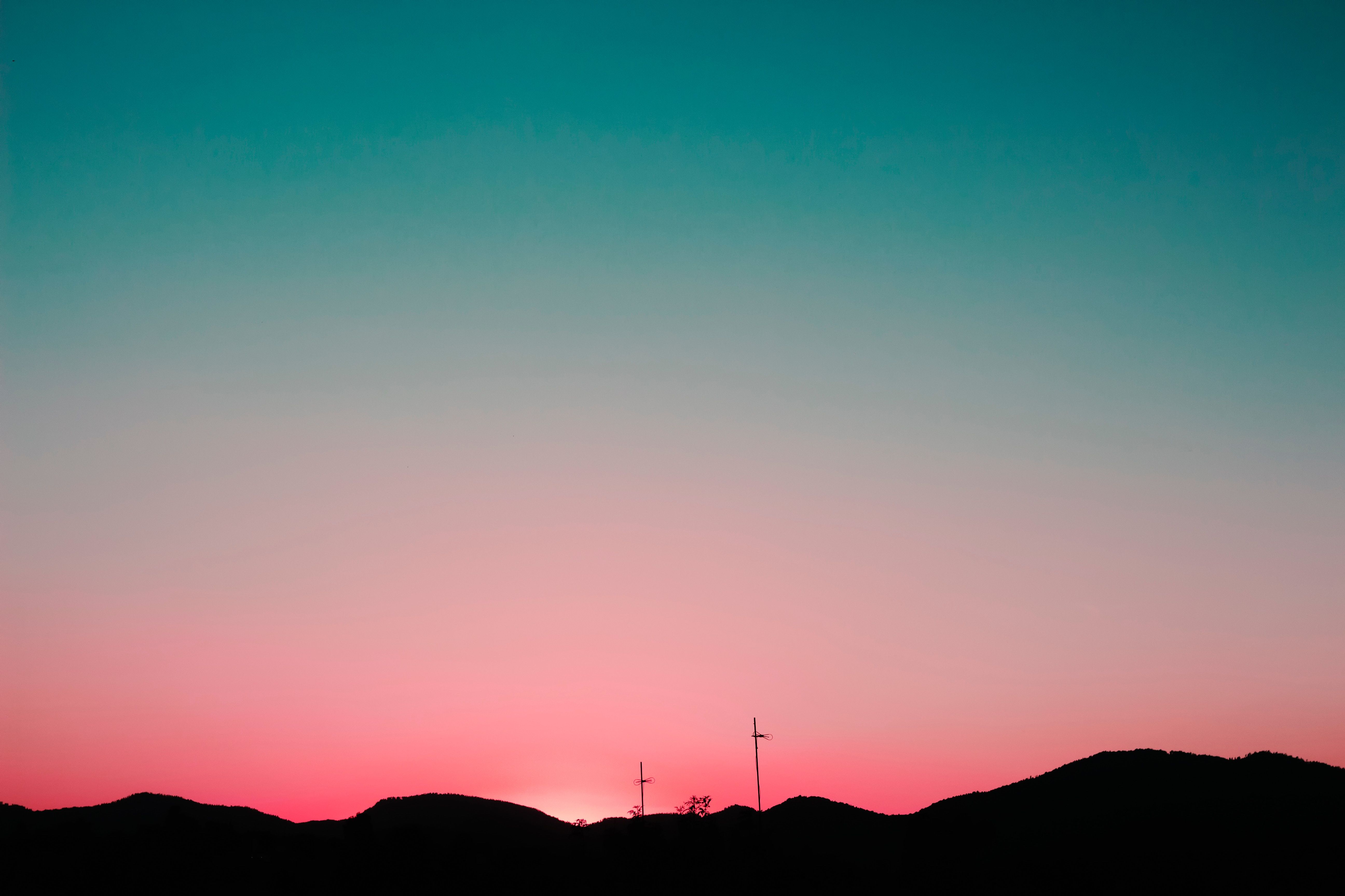 Tramonto rosa turchese colline, 5184x3456 4K Ultra HD, Monitor 4K
