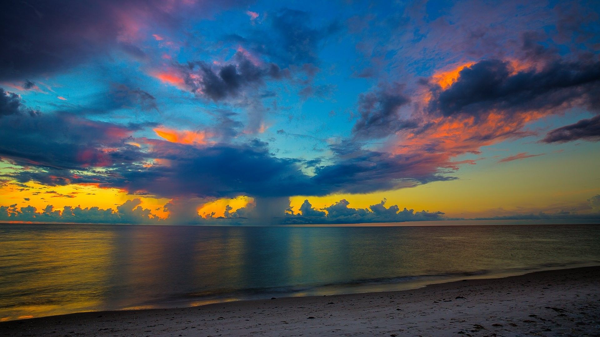 Tramonto colorato su spiaggia, 1920x1080 Full HD 1080p, Desktop