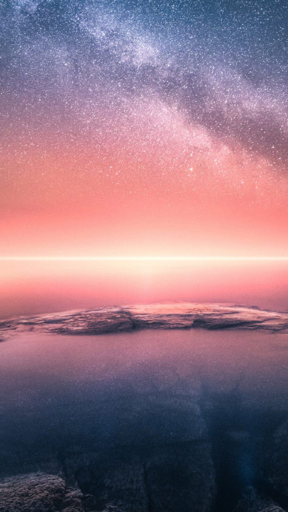 Tramonto rosa con cielo stellato, 950x1689 Verticale, Telefono