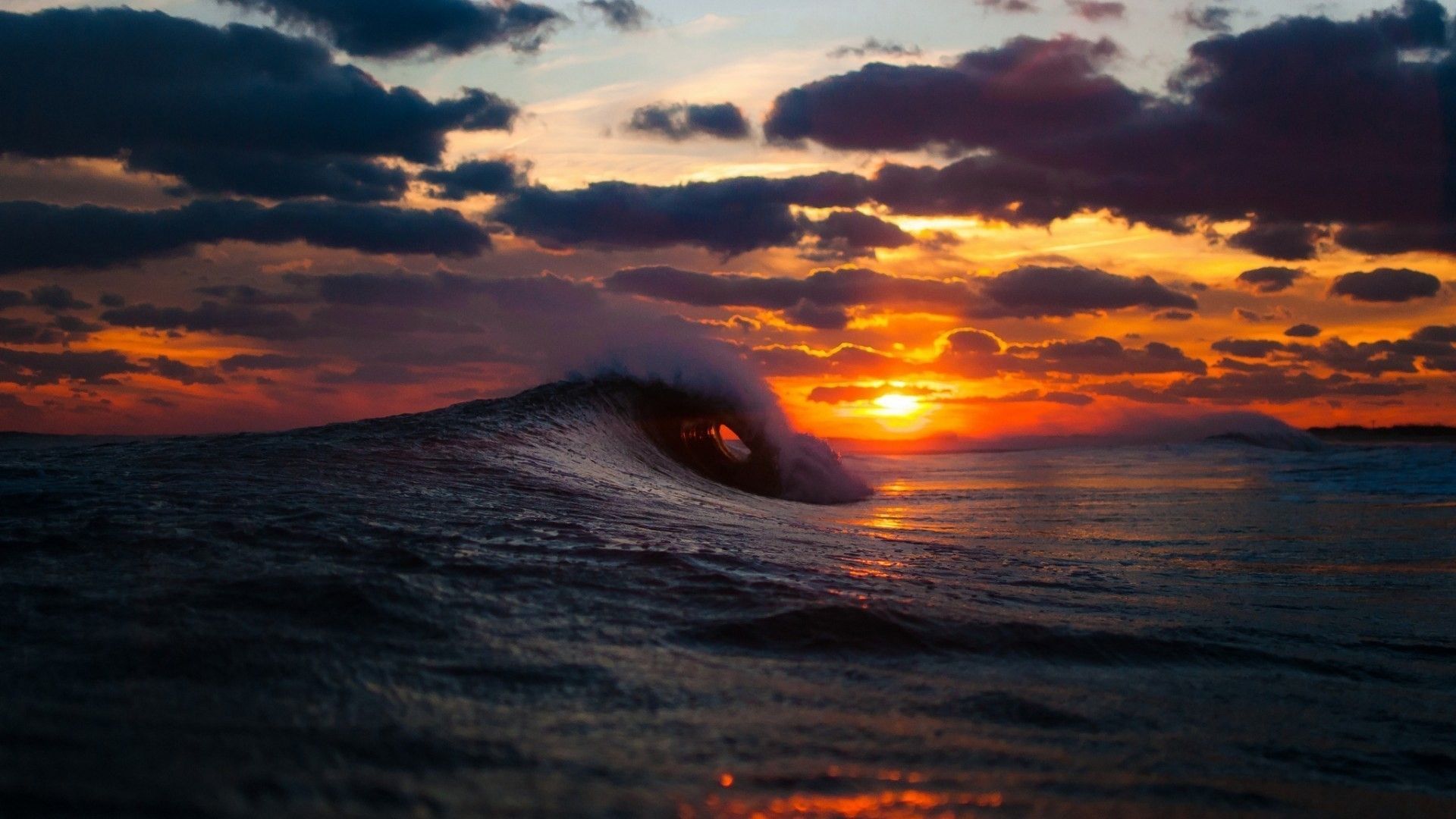 Onda del mare al tramonto, 1920x1080 Full HD, Laptop
